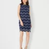 Wave Embroidered Scalloped Shift Dress