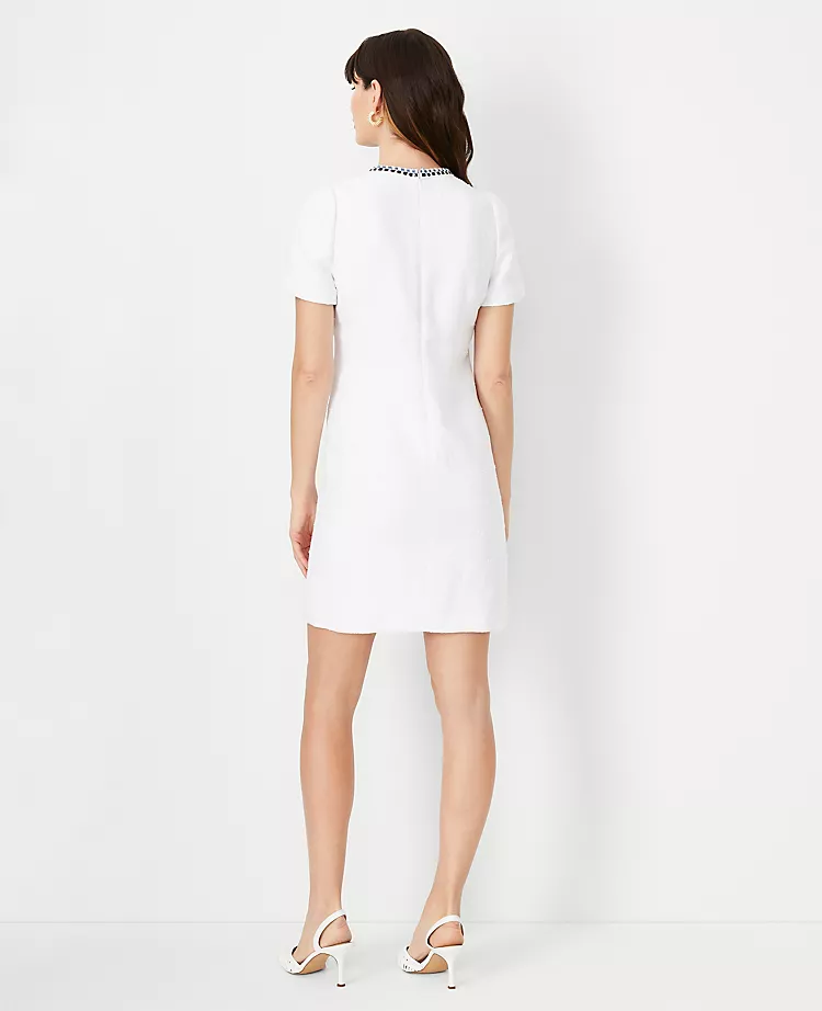 Trimmed Tweed Pocket Shift Dress - Image 2