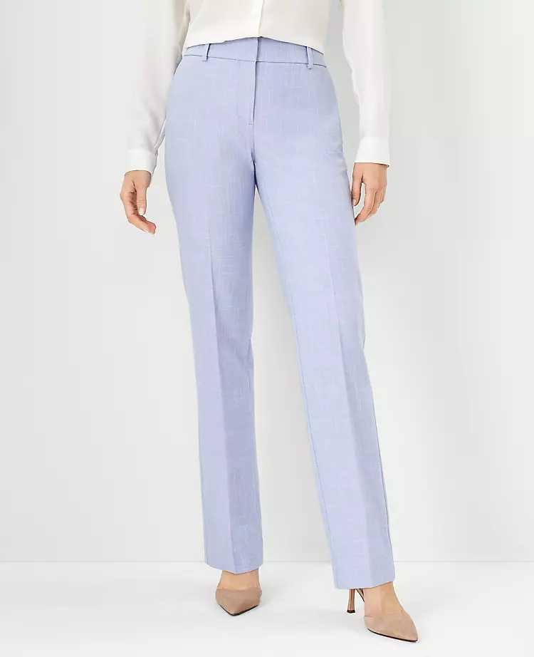 The Sophia Straight Pant In Cross Weave - Curvy Fit