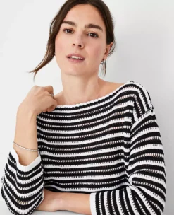 Crochet Stitch Boatneck Sweater