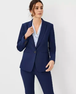 The Petite Long One Button Blazer In Bi-Stretch