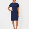 The Petite Short Sleeve Sheath Dress In Bi-Stretch