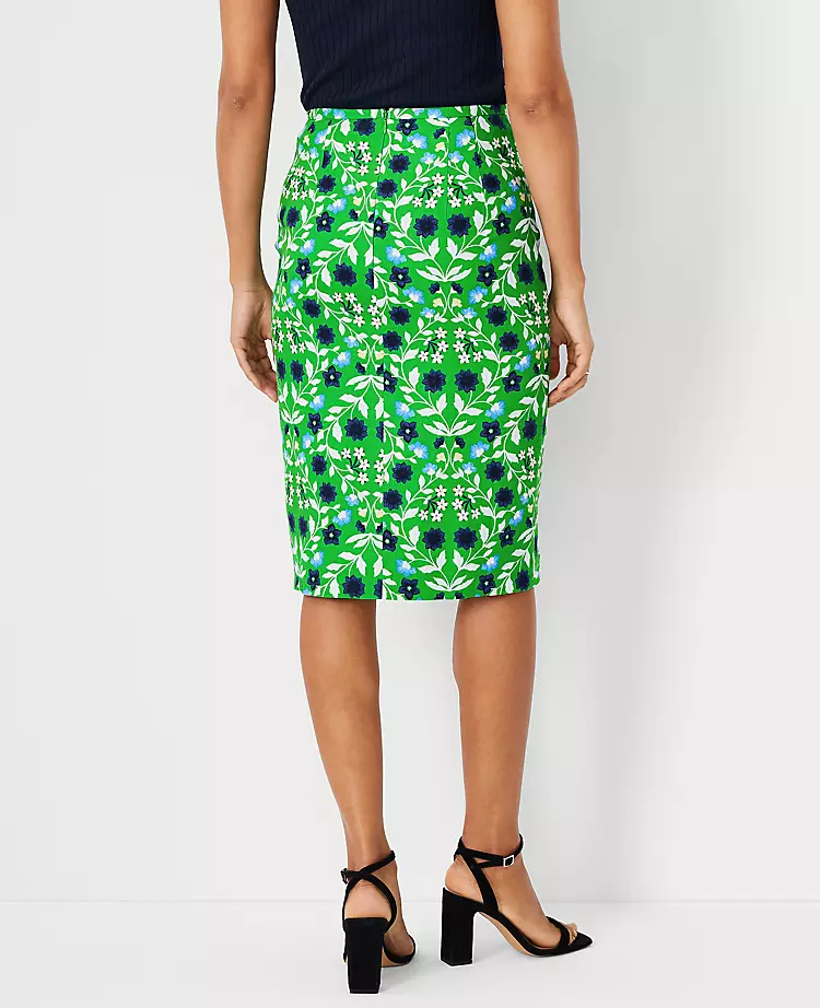 Floral Linen Blend Side Slit Pencil Skirt 2 Floral Linen Blend Side Slit Pencil Skirt - Image 2