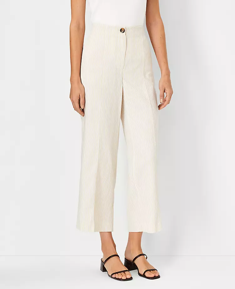 The Petite Seamed Straight Crop Pant In Stripe