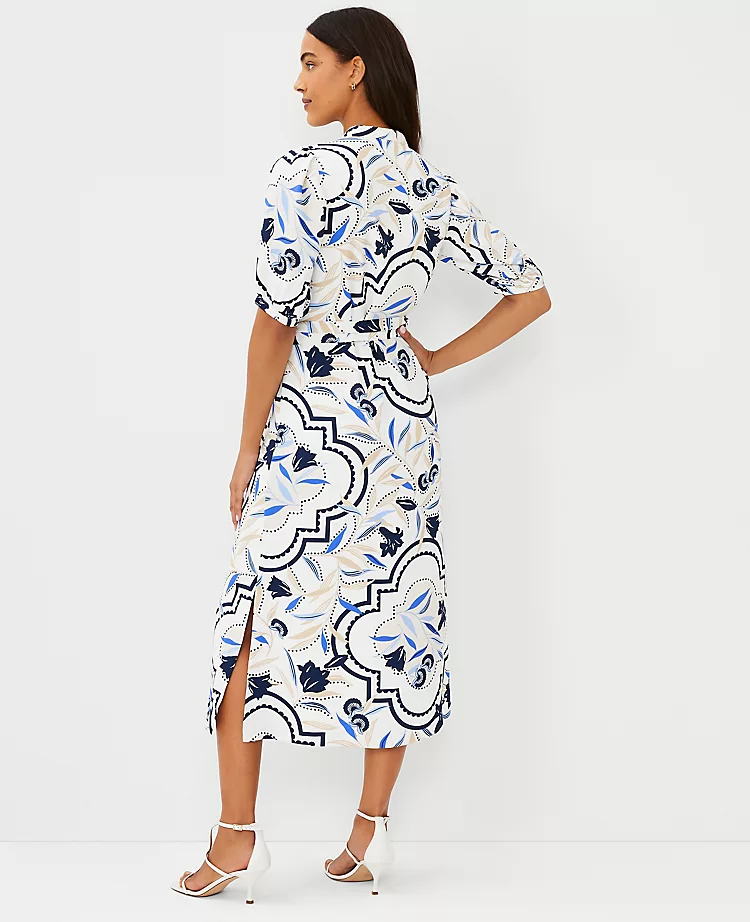 Tile Print Belted Shirtdress - Image 2