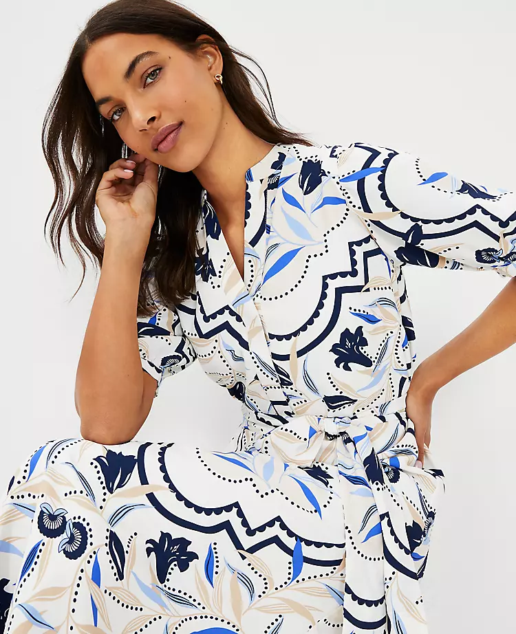 Tile Print Belted Shirtdress - Image 3