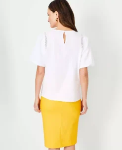 Lace Trim Mixed Media Top -Outlet Modern Muse Closet Store 610461 2222 ALT1