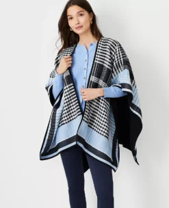 Plaid Open Poncho