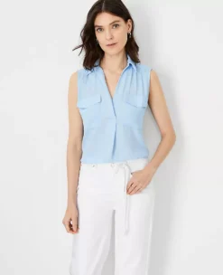 Petite Sleeveless Camp Shirt