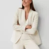 The Petite Long Collarless Blazer In Fluid Crepe
