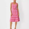 Petite Plaid Belted Midi Dress