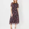 Petite Floral Tiered Midi Dress