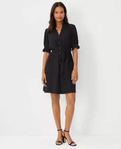 Petite Ruffle Button Front Dress