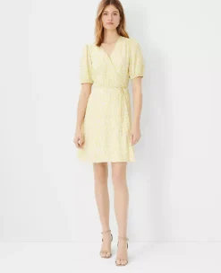 Petite Floral Puff Sleeve Wrap Dress