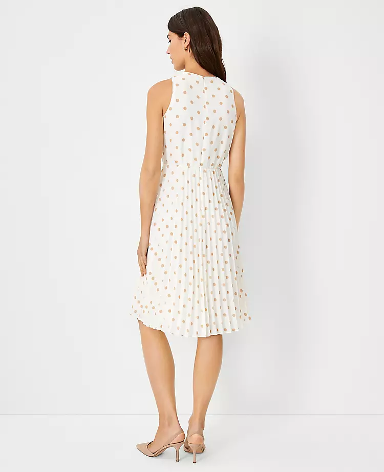 Petite Polka Dot Pleated Flare Dress - Image 2