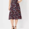 Floral Tie Waist Flounce Midi Skirt