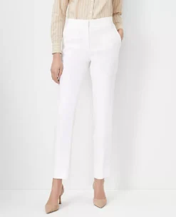 The Petite Eva Ankle Pant In Herringbone Linen Blend - Curvy Fit