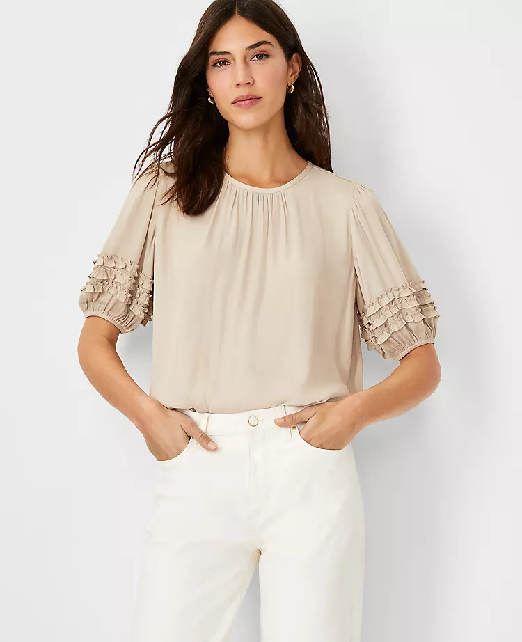Petite Mini Ruffle Sleeve Top