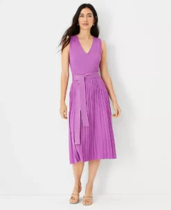 Petite Belted V-Neck Sweater Dress