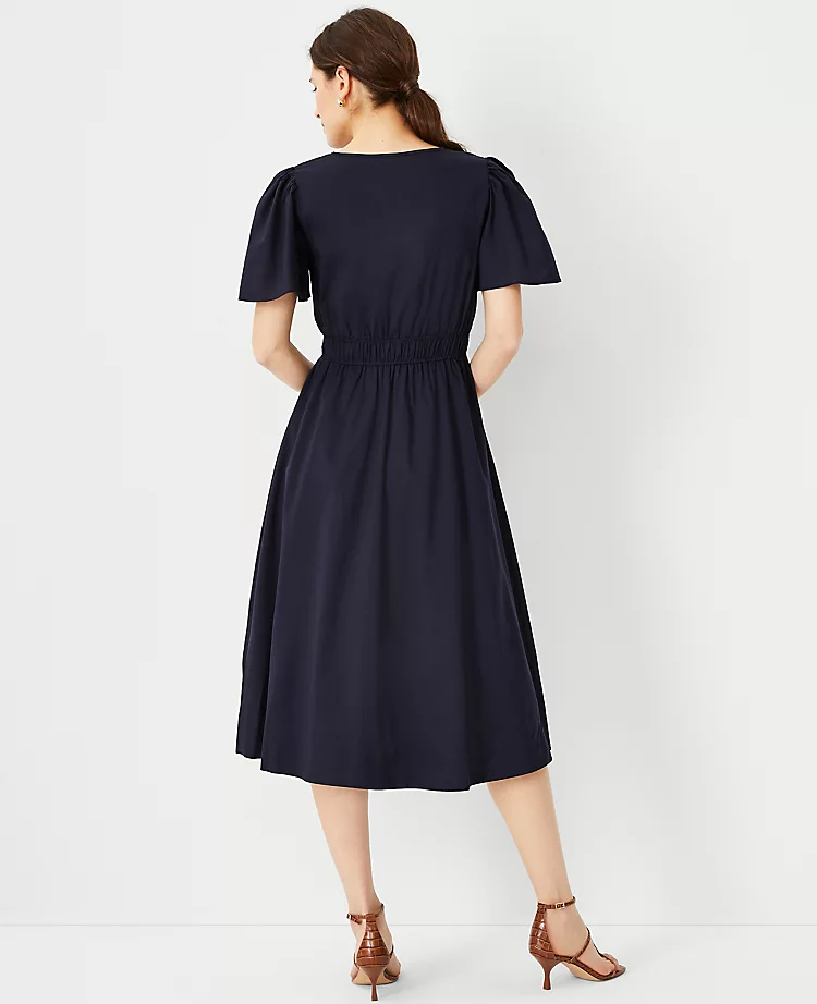 Petite Flutter Sleeve Flare Dress - Image 2