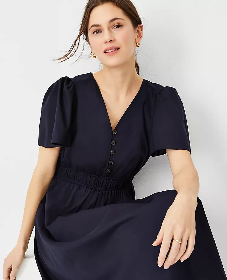 Petite Flutter Sleeve Flare Dress - Image 3