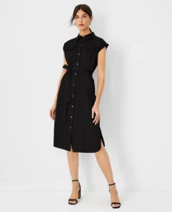 Petite Cap Sleeve Belted Shirtdress