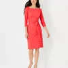 Petite Envelope Neck Belted Flare Dress