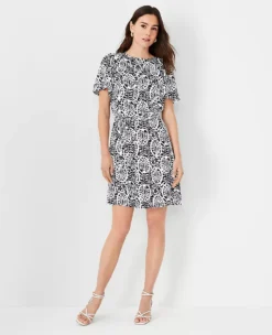 Floral Flutter Sleeve Shift Dress