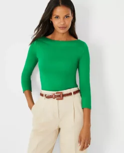 3/4 Sleeve Boatneck Top
