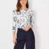 Floral 3/4 Sleeve Boatneck Top