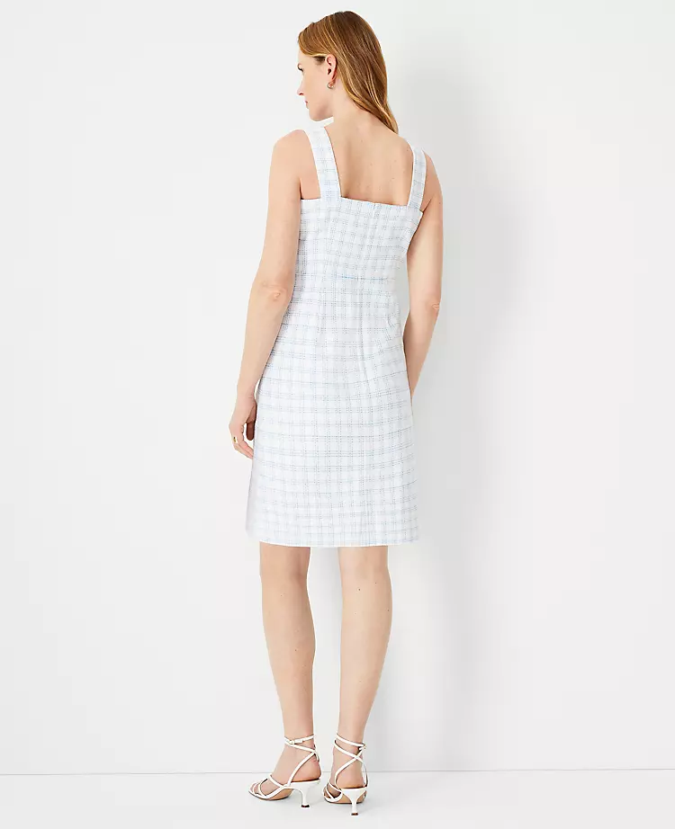 Plaid Button Trim Sheath Dress - Image 2