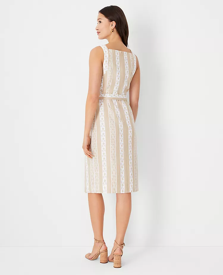 Striped Linen Blend Halter Pocket Dress - Image 2