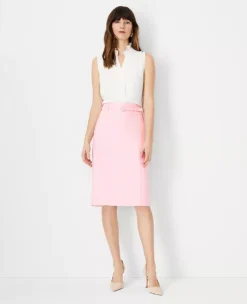 The Belted Seamed Pencil Skirt In Linen Blend -Outlet Modern Muse Closet Store 613806 0663 ALT2