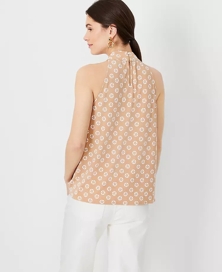 Floral Mixed Media Draped Halter Top - Image 2