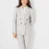 The Petite Tailored Double Breasted Long Blazer In Linen Blend