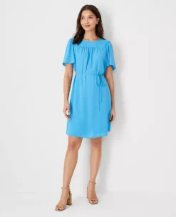 Flutter Sleeve Belted Shift Dress