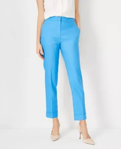 The Petite High Rise Eva Ankle Pant In Linen Blend