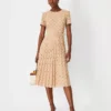 Petite Eyelet Pleated Belted Dress