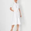 Petite Linen Blend Puff Sleeve Pocket Shirtdress