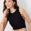 Petite Scalloped Halter Sweater Shell