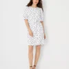 Petite Dotted Shirred Shift Dress