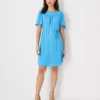 Petite Flutter Sleeve Belted Shift Dress