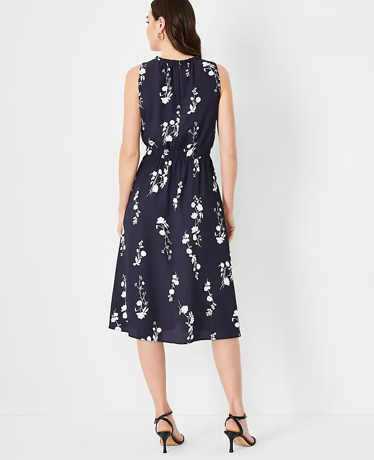 Petite Floral Gathered Sleeveless Flare Dress 2 Petite Floral Gathered Sleeveless Flare Dress - Image 2