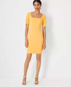 Petite Scoop Neck Short Sleeve Sheath Dress