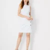 Petite Plaid Button Trim Sheath Dress