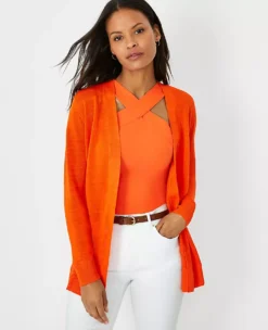 Petite Linen Blend Open Cardigan