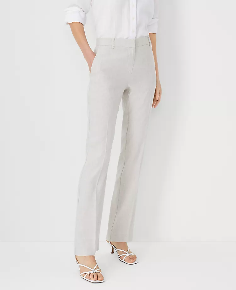 The Petite Sophia Straight Pant In Linen Blend