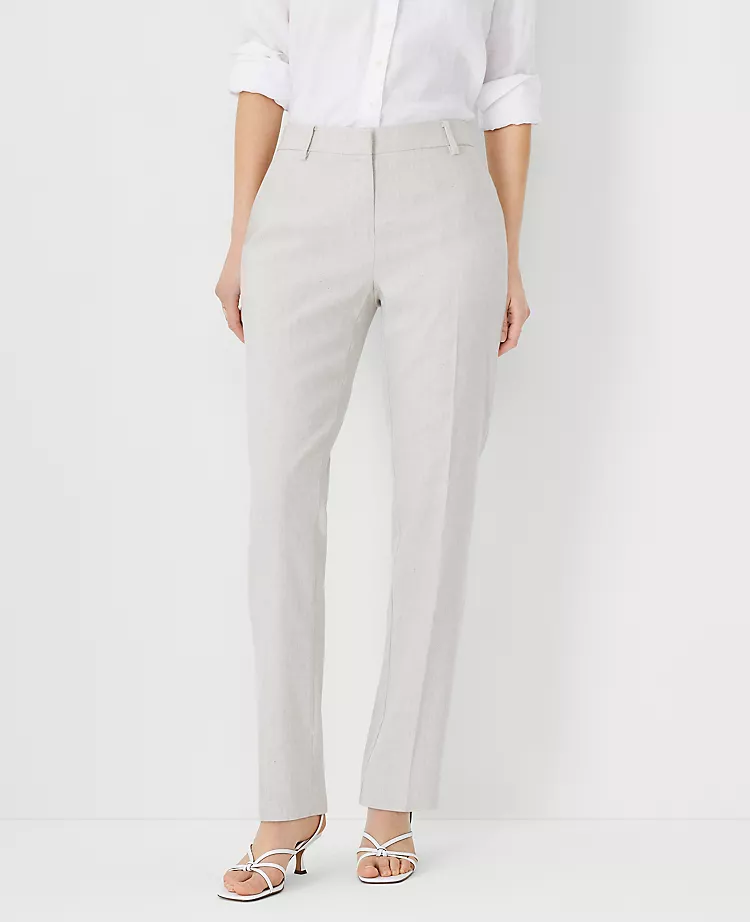 The Petite Sophia Straight Pant In Linen Blend - Curvy Fit