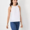 Petite Linen Blend Button Back Halter Top