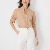 Petite Eyelet Ruffle Button Top